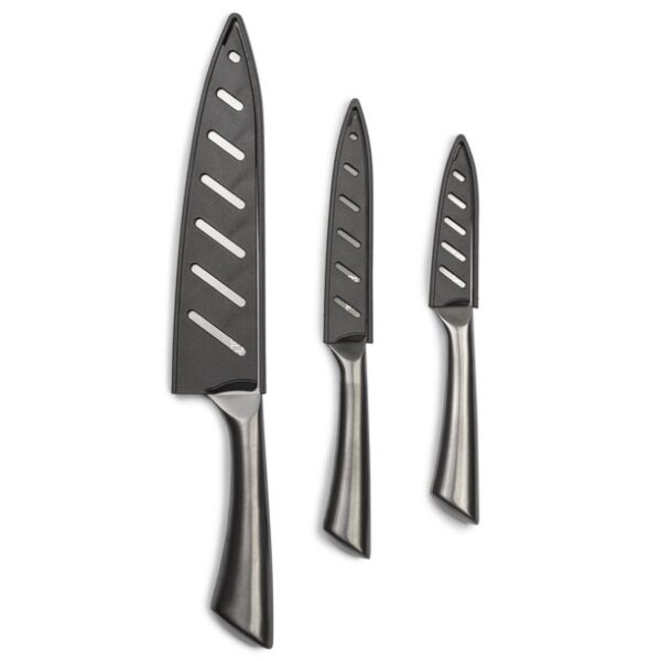 Thyme & Table * 3 Pc * Knives With Sheaths*Titanium Coated Steel